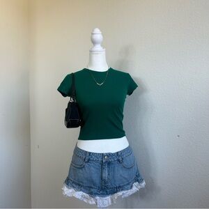 Anthropologie Forest Green Crop Top